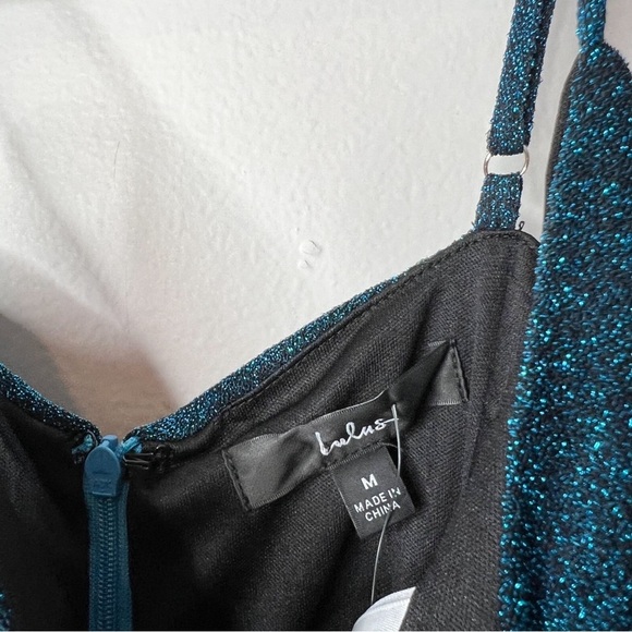 Lulus NWT Striking Moves Teal Metallic Ruched Body Mini Dress - Picture 7 of 10